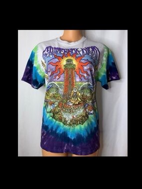 Liquid Blue Multicolor Tie-Dye Lighthouse Graphic Tee